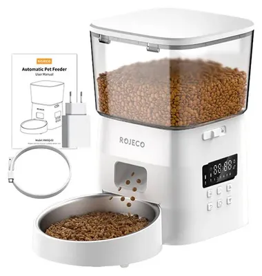 Image de Rojeco - RWSQ-02 White - Distributeur de nourriture pour animaux