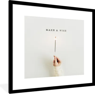 Produktbild von MuchoWow® Gerahmtes Poster Winter - Zitat - Feuerwerk Sterne 40x40 cm - Poster mit Schwarzem Bilderrahmen Wandposter Rahmen Foto Bilder - Poster - Plakat im Rahmen