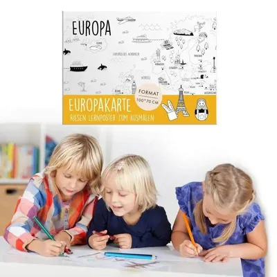 Produktbild von XXL Poster Europakarte zum Ausmalen, Lernposter für Kinder, 100x70cm