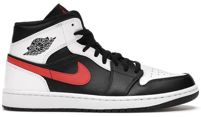 Image de Jordan 1 Mid, coloris noir, rouge chili et blanc - pointure européenne 38,5