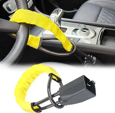Obrázok produktu pre Zámok volantu, univerzálny pre osobné a nákladné automobily, systém s 3 kľúčmi, ochrana proti krádeži, ovládanie od volantu až po bezpečnostný pás, imobilizér.