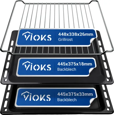 Produktbild von VIOKS Backblech 2x + Grillrost Ersatz für Bauknecht 481010683241 481010683239