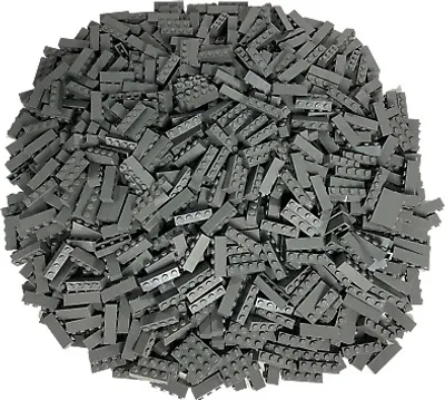 A pile of dark gray LEGO bricks.
