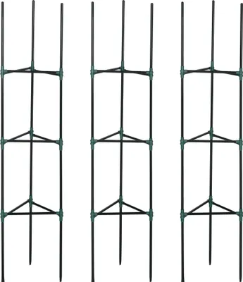 Produktbild von Rankhilfe, 3er-Set, Pflanzgitter, modulares Design, für Außen und Innen, Stahl, grün, 38 x 38 x 182 cm