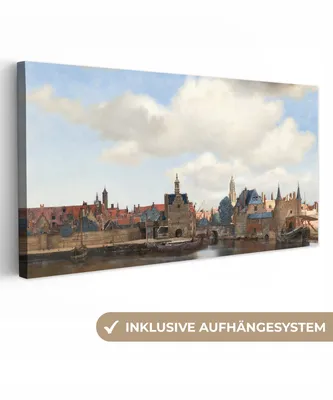 Obrázek produktu pro OneMillionCanvasses® - Obraz na plátně - Pohled na Delft - Obraz od Johannes Vermeer, nástěnná malba, nástěnné dekorace obrazy obývací pokoj, 40x20cm