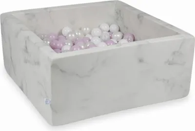 Produktbild von Trockenbecken 90x90x40 Marmor mit Kugeln 400 Stück: hellrosa Perle, weiß, transparent, Perle