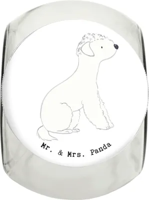 Produktbild von Mr. & Mrs. Panda Dose Bedlington Terrier Moment XL 2000ml - Weiß - Geschenk, glasbehälter, Keksdose, Vorratsglas, Bonbonglas, Vorratsbehälter