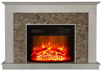 Image de Casa Padrino Cheminée électrique de luxe Blanc / Beige / Noir 135 x 27 x H. 95 cm - Cheminée décorative de salon avec télécommande - Meubles de salon - Meubles de luxe - Cheminées électriques de luxe