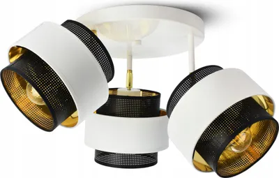 Produktbild von LUXOLAR - Led Deckenleuchte mit Netz 3-flammig - Deckenlampe Weiß-Schwarz E27 60W - Hängelampe für Wohnzimmer, Küchen - Skandinavisch