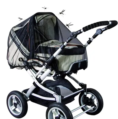 Productafbeelding van Muggennet kinderwagen - Elastische rand - Scheurvast en wasbaar - Zwart - Universeel