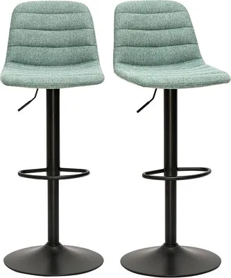 Produktbild von Miliboo - Höhenverstellbare, um 360° drehbare Barhocker aus stoff mit texturiertem Samteffekt in Celadon und Metall (2er-Set) SAURY