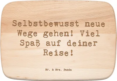 Produktbild von Mr. & Mrs. Panda Holzbrett Spruch Alleine Reisen unternehmen - Transparent - Geschenk, Viel Spaß, Küchenbrett, Frühstücksbrettchen, Vertrauem, Selbstbewusstsein, Trost