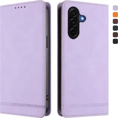 Image de Etui pour Samsung Galaxy A37, étui rétro en cuirPolyuréthaneavec support et fentes pour cartes de crédit Violet