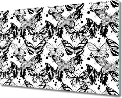 Produktbild von Glas-Herdabdeckplatte Glaskeramikfeldabdeckung Spritzschutz - 80x52 cm - Schmetterlinge Kunst