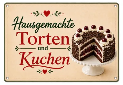 Produktbild von Blechschild Hausgemachte Torten und Kuchen 20 x 30 cm Deko AstraDesign