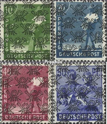 Produktbild von Briefmarken Bizone (Alliierte Besetzung) 1948 Mi 39II,43II,47II,48II gestempelt Posthörnchen (Netzaufdruck)