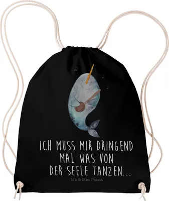 Produktbild von Mr. & Mrs. Panda Turnbeutel Narwal Gitarre - Schwarz - Geschenk, Stoffbeutel, gym tasche, wander rucksack, Beutel, festival, Wal, Probleme, Meer, Tanzen, Gespräche