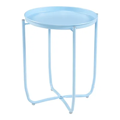 Produktbild von Tabletttisch ‘Sandefjord’ rund mit einem abnehmbaren Tablett Stahl 53 x 40 cm Himmelblau