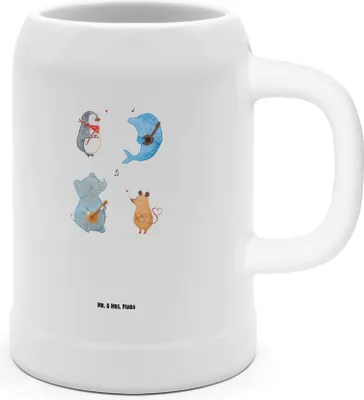 Produktbild von Mr. & Mrs. Panda Bierbecher Big Band - Weiß - Geschenk, Steinkrug, Elefant, Bier Humpen, Maus, Pinguin, Gitarre, Hund, Seidel, Keramikkrug, Delfin, Krug, Gute Laune