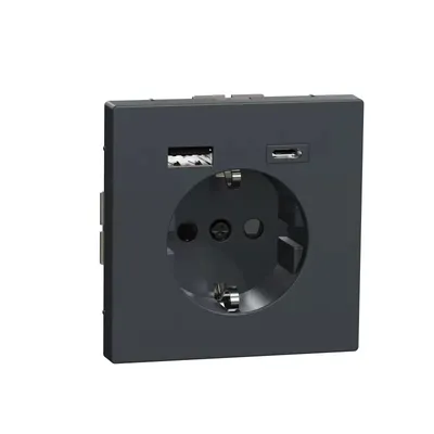 Produktbild von Merten MEG2367-6034 Schutzkontakt Steckdose mit USB Ladegerät Anthrazit, System Design