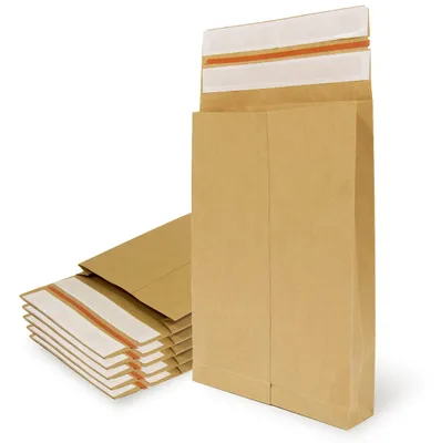 Obrázok produktu pre Obalové vrecká z kraftpapieru s dvojitým zapínaním, rozmer 250 x 350 x 50 mm