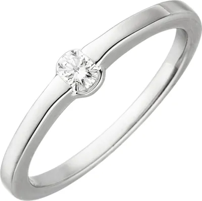 Produktbild von Solitaire Ring aus 585 Gold Weißgold mit Diamant Brillant 0,15ct. W/si Damen Innenumfang 60mm  Ø19.1mm
