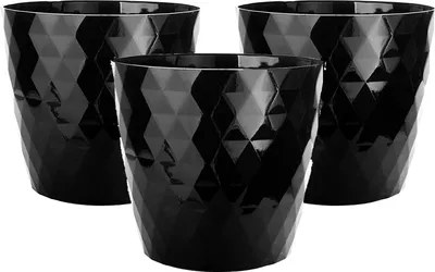 Produktbild von Blumentöpfe Set schwarz, Übertopf 3 Stück, modern, mit Abzugsloch, vielseitig