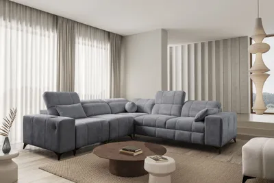 Produktbild von Eckcouch L-Form modern Ecksofa DAFNE III Links / Rechts zur Auswahl - Grau -  - IM Sofa