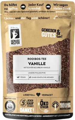 Produktbild von Rooibos-Tee Vanille, lose, verführerisch süß und aromatisch, angenehmer Duft, ohne künstliche Aromen, 5 x 100g