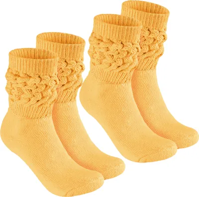 Immagine prodotto di BRUBAKER Slouch socks - calze da donna per fitness, yoga e allenamento - calze sportive da donna, giallo, taglia 35-38, 2 paia