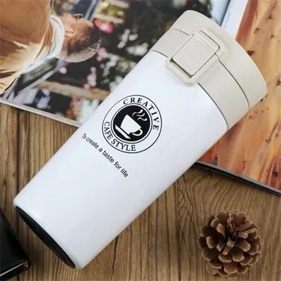 Obrázek produktu pro Termoska na kávu Dvoustěnný hrnek z nerezové oceli Vakuová baňka Termohrnek na čaj Cestovní termoska Termohrnek