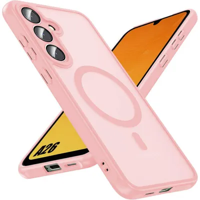 Image de Coque pour Samsung Galaxy A26 5G, avec Anneau Magnétique et Protection Caméra - Translucide Rose