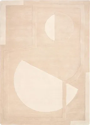 Produktbild von BELIANI Teppich Beige aus Wolle 160 x 230 cm Rechteckig Geometrisches Muster Abstrakter Stil Handgetuftet Handgefertigt Modernes Design Wohnzimmer