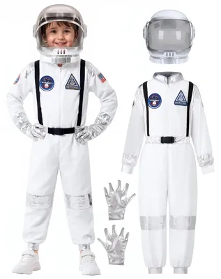 Image de Costume d'astronaute - Rose - Rayures argentées - Casque et gants - 10 à 12 ans