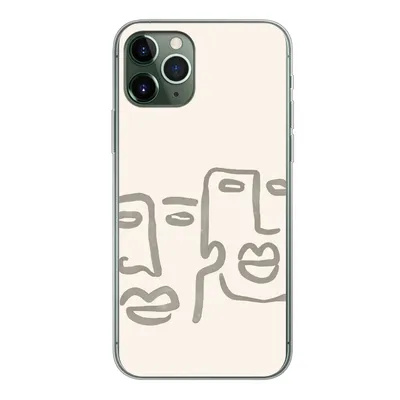 Produktbild von MuchoWow® Handyhülle Schutzhülle Hülle für iPhone 11 Pro Gesicht - Abstrakt - Strichzeichnung Silikon Softcase Handy Hülle - Handy