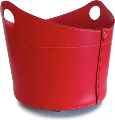 Produktbild von Runder Holzkorb  "CALA" aus Leder Farbauswahl | Rot (red)
