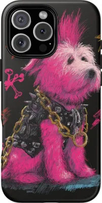 Produktbild von Punkhund mit pinkem Irokesenschnitt – Handyhülle Kompatibel mit iPhone 16 Pro Max