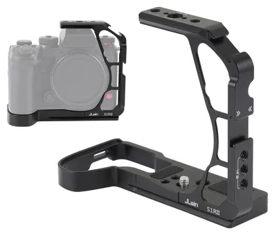 Image de Demi-cage pour appareil photo compatible avec les modèles Lumix S1R II/S1 II/S1 IIE, avec plaque Arca et filetages 1/4 et 3/8 pour stabilisateur de trépied