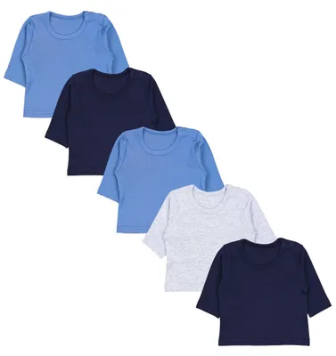 Immagine prodotto di TupTam Baby boys camicia a maniche lunghe a righe set di 5, Colore: Blu Grigio Mix Uni, Taglia: 62