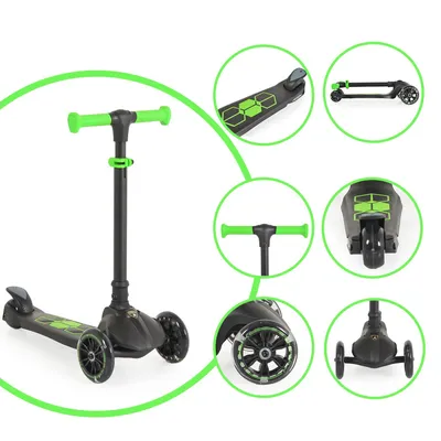Produktbild von Byox Kinderroller Lamborghini 3 Räder klappbar PolyurethanRäder ABEC-7 LED-Räder Bremse grün