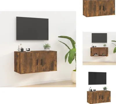 Image de vidaXL Armoire TV murale chêne fumé 80x34,5x40 cm - Meuble TV