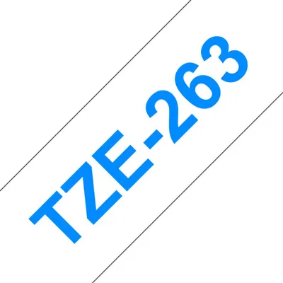 Produktbild von Brother TZe-263 - Blau auf weiß - Rolle (3,6 cm x 8 m) 1 Kassette(n) laminiertes Band - für Brother PT-H110, P-Touch PT-3600, 550, 9500, 9600, 9700, 9800, D800, H110, P900, P950
