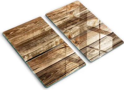 Produktbild von Glasschneideplatte - Herdabdeckplatte - 2x30x52 cm -Schneidebrett - Spritzschutz -Holzstrukturplatten