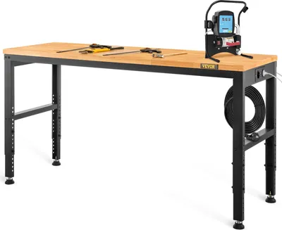 Produktbild von Höhenverstellbare Werkbank 155 x 51 x 72 - 97 cm Spanntisch, 900 kg Gewichtskapazität Arbeitstisch, Braun Klappbare Werkzeugbank aus Kaltgewalzter Stahl, Multifunktionswerktisch für Lager & Büro