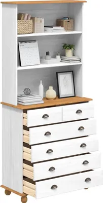 Obrázek produktu pro vidaXL Skříňka ASKIM bílá 91 x 40 x 200,5 cm Masivní borové dřevo