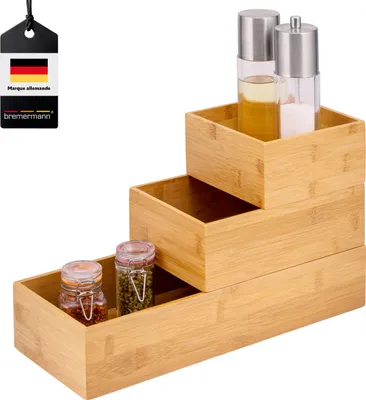 Image de bremermann Boîtes de rangement 3pcs, en bambou, trois tailles, empilables