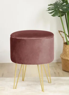 Image de Tabouret avec espace de rangement ARVION - rose / or