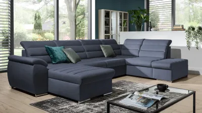 Produktbild von Couchgarnitur PASCARA U-Form mit Schlaffunktion-Dunkelblau /Otto.. Links