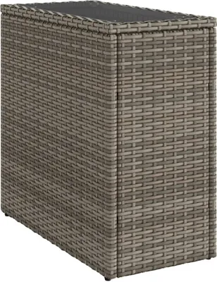 Produktbild von Garten-Beistelltisch mit Glasplatte Grau 58x27,5x55 cm Rattan