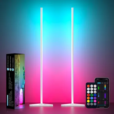 LED-Vloerlampen 2er-Set, 140 cm, RGBIC, dimmbar per App, 16 Mio. Farben